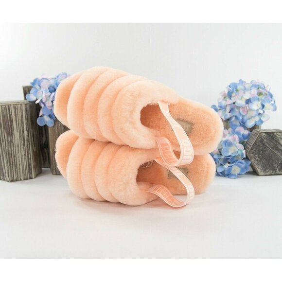 UGG Fluff Oh Yea Peach Sheepskin Fur Slippers Slides Sandals Size 8 NIB - Picture 7 of 9